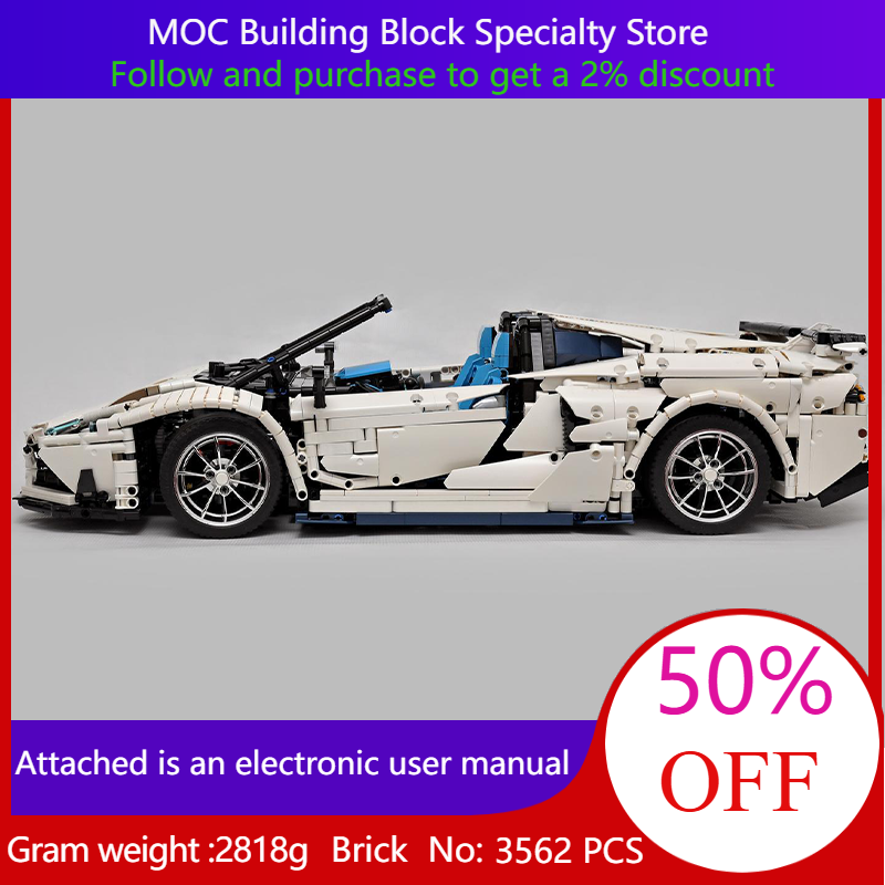 Moc Supercar Building Blocks 1/8 Scale - 3562 Parti Building Block Modello MOC