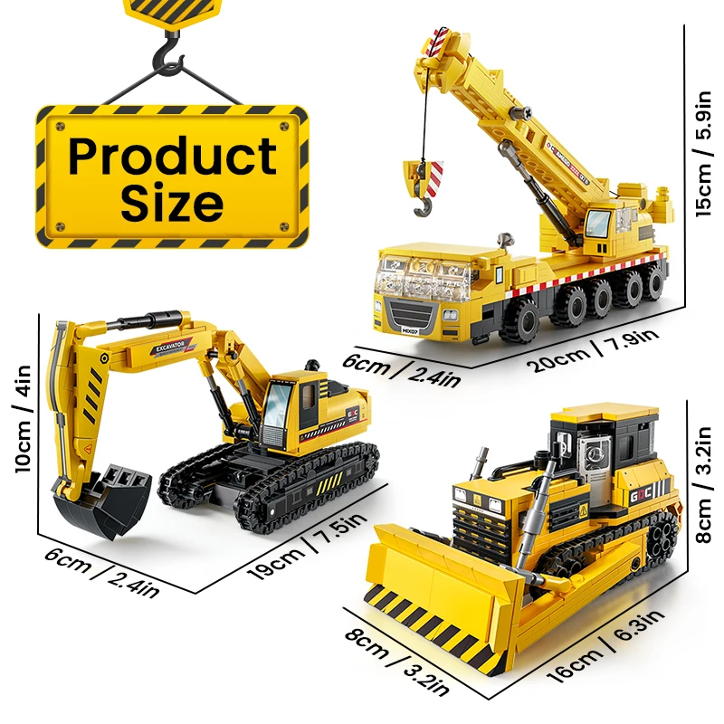 Technical Crane Truck Excavator Blocks - Serie di Veicoli da Costruzione: Bulldozer,