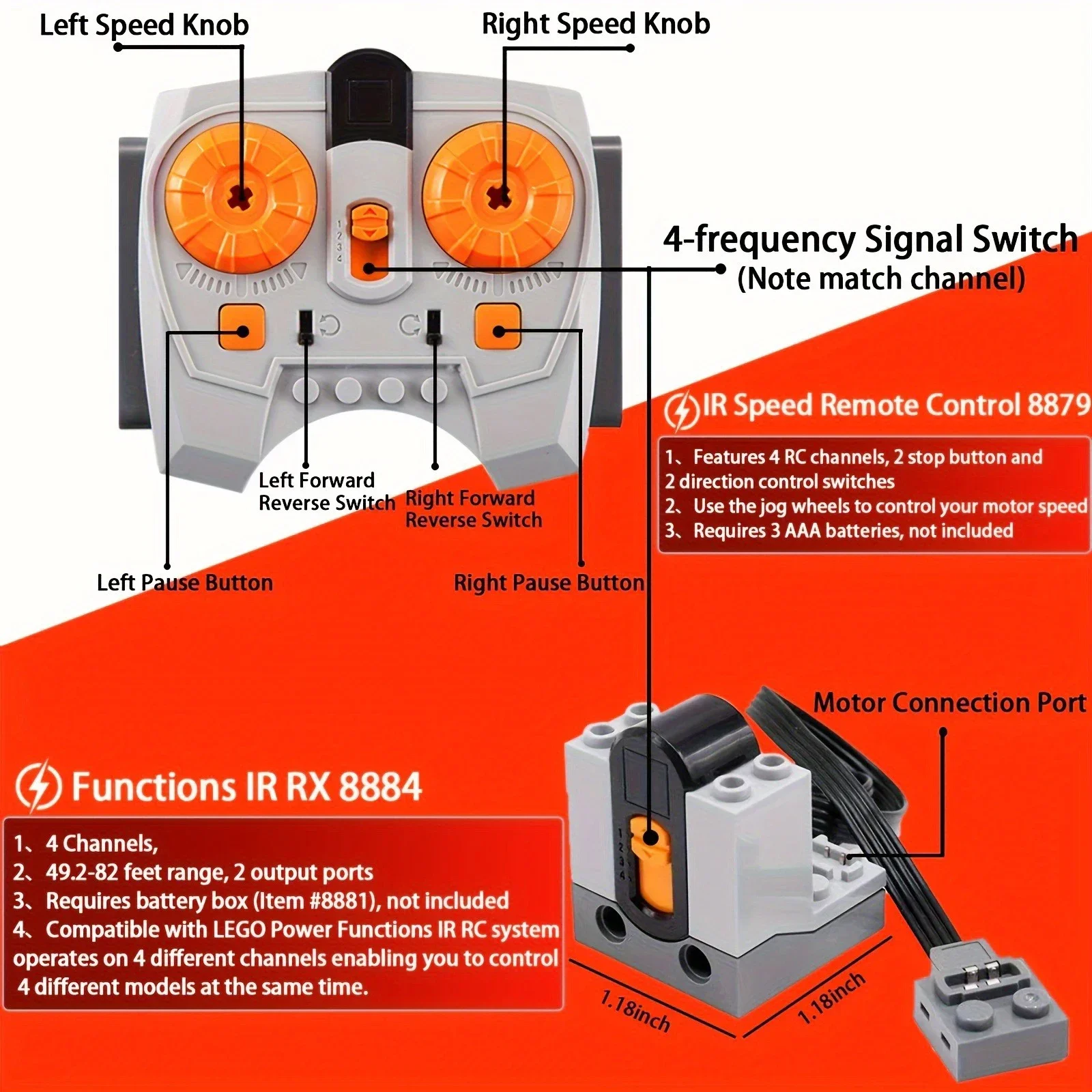 Parti Tecniche MOC, Funzioni d - Power Functions Motor Battery Box Remote recensione e prezzo